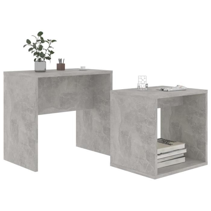 VidaXL Ensemble de table basse Gris béton 48x30x45 cm Bois ingénierie 802889