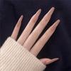 Item Shop Gel Nail Tips Artificial Nails Self Nail Design Parts Cubic Long Short, 2 Pieces, 015_Nude Long Steel
