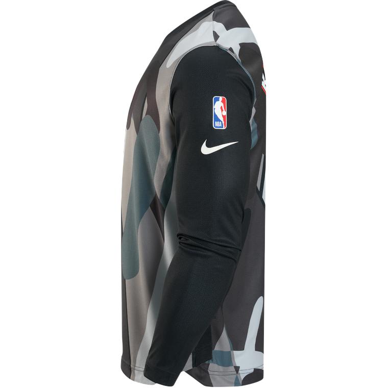 Nike Футболка X NBA Brooklyn Nets City Edition с цветными блоками и круглым вырезом, быстросохнущая, с длинным рукавом, мужские топы, черная FZ0082-010