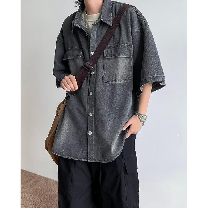 Летняя одежда мужская ретро повседневная рубашка студенческая свободная нишевая дизайнерская забавная новая мужская верхняя часть для ношения на открытом воздухе