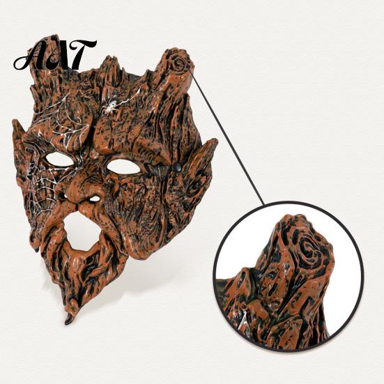 Unique Tree Spirit Costume Accessory Halloween Mask, Horror Demon Prop, with Breathable Hollow Design, Realistic Mask Dark Style for Cosplay