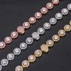 15mm 3 Row Iced Out Cuban Chain Bracelet 18K Gold Plated Solid Copper Zircon Hip Hop Unisex Jewelry