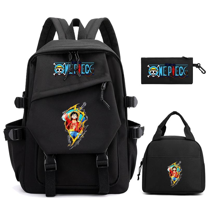 3 шт./компл., цельный нейлоновый рюкзак в стиле аниме с сумкой для обеда для девочек и мальчиков, школьный рюкзак для мужчин и женщин, дорожная сумка для отдыха