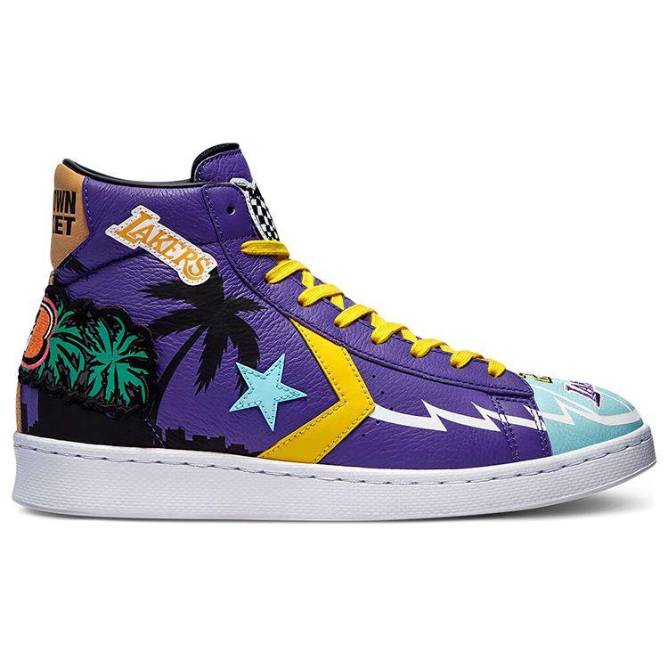Converse Chinatown Market X Pro Leather High Lakers Championship Jacket Unisex Sneakers Purple Prism-Violet Poolside 171240C