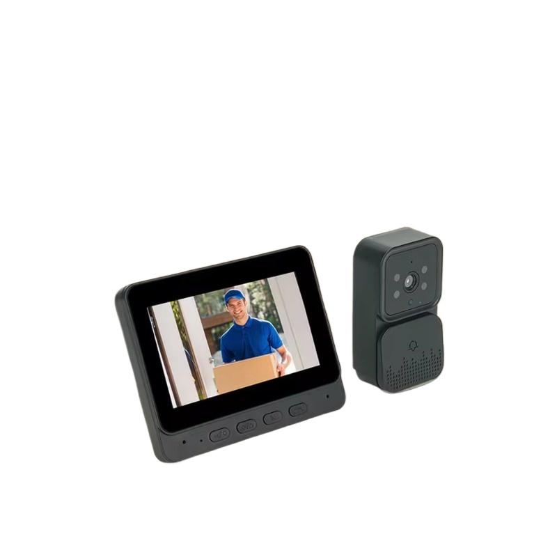 Система видеодомофона, видеодверной звонок HD 1080P с микрофоном HiFi для домашней безопасности, объектив 8 МП 70 °, двусторонняя внутренняя связь с питанием от батареи