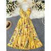 Bohemian Floral Print Slip Dress Sweet Salty Style V-Neck Long Maxi Women