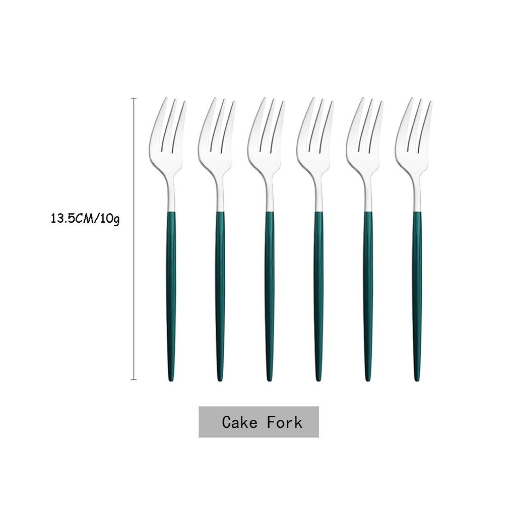 6Pcs/Set Tea Cake Snack Fork Dinnerware Cutlery Colorful Fork Set Mirror Stainless Steel Tableware Dessert Fruit Fork Silverware