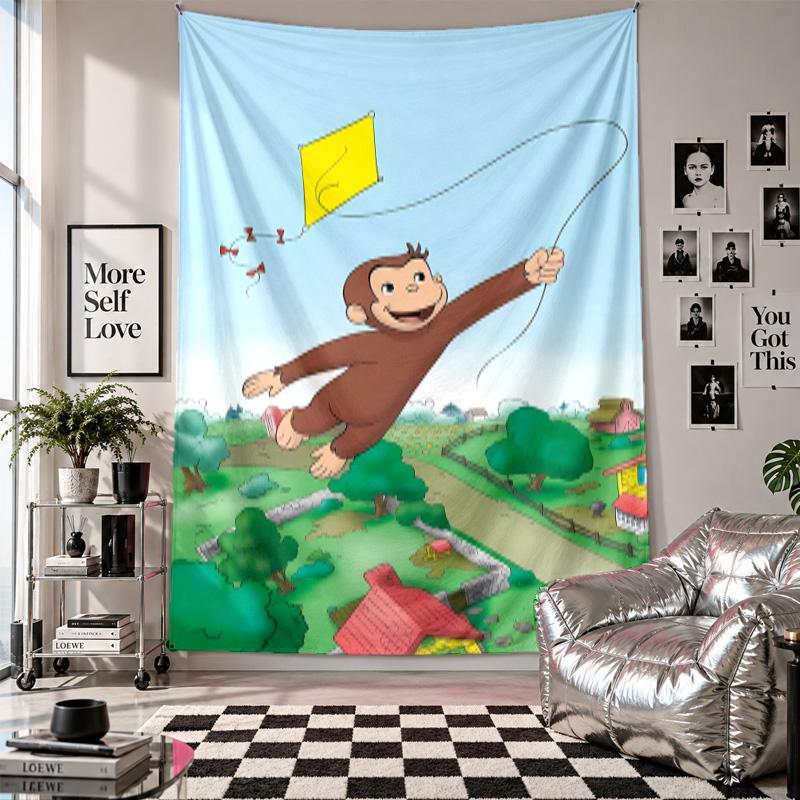Wall TapestryCurious George Art Hanging Cloth Decorative Background Cover for Room Decoration