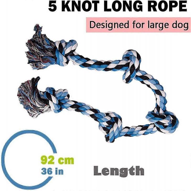 Dog Rope Toys for Large/Medium Aggressive Chewers, Dog Chew Toy 92cm 5 Knots, Tug of War Toys for Teeth Cleaning