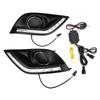 LED Daytime Running Lights Waterproof 2?Color Fog Lamp Fit for Nissan Almera Latio Sunny Versa 14?17