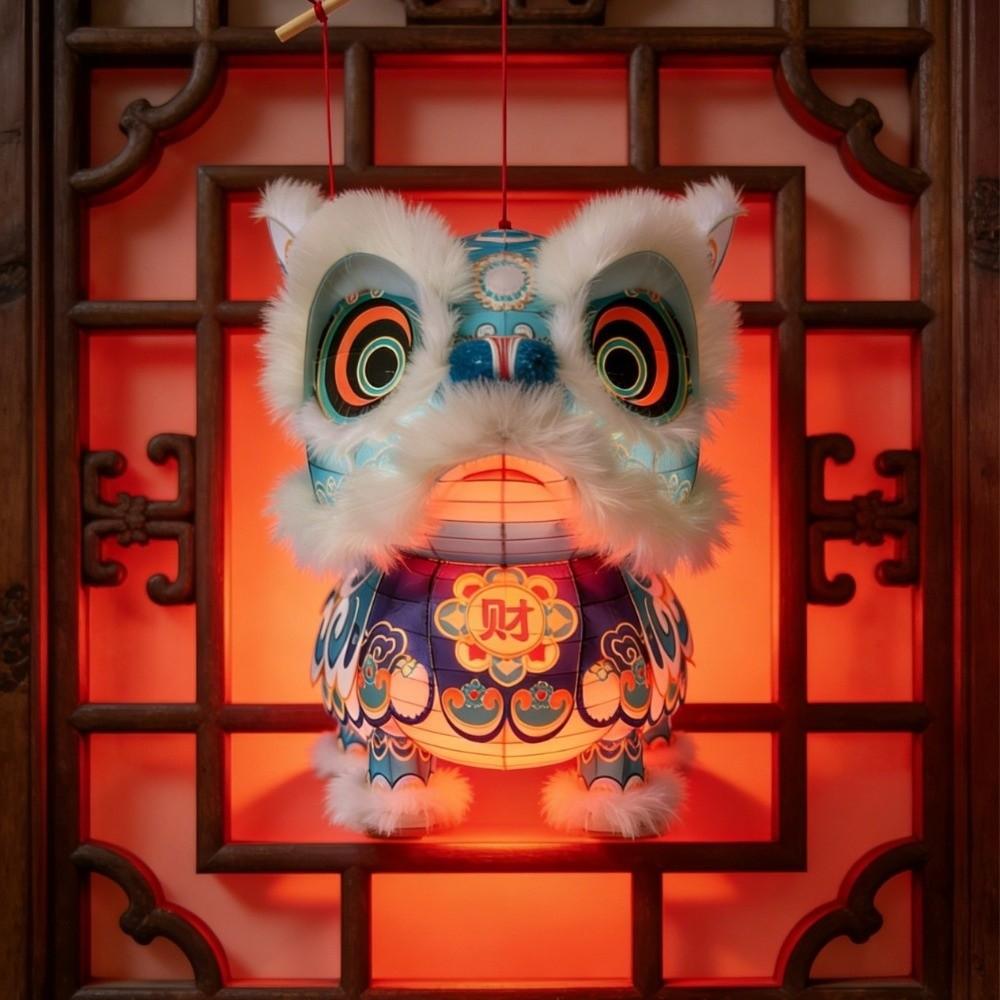DIY Material Package New Year Lion Dance Lantern with Tassel Waterproof Ancient New Year Lantern Hanging Ornament