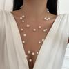 1 PC Elegant Light Luxury Artificial Pearl Tassel Ladies Necklace, Multi-Layer All-Match Stacked Clavicle Chain