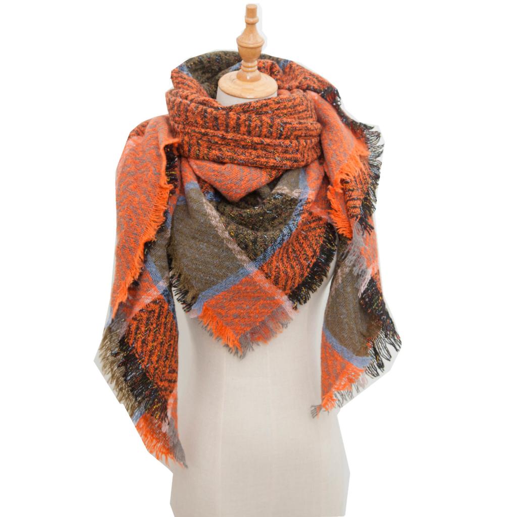 Women's Shawl New Scarf Autumn and Winter Large Plaid Triangle Scarf