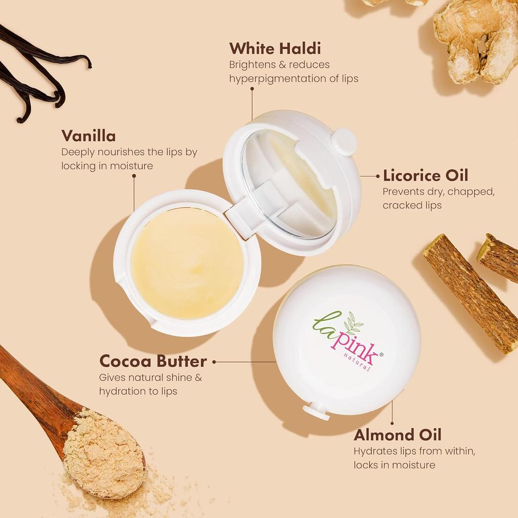 La Pink Vanilla Lip Balm with Shea & Kokum Butter | Nourished & Soft Lips | 100% Microplastic Free Formulation | 15 Gms