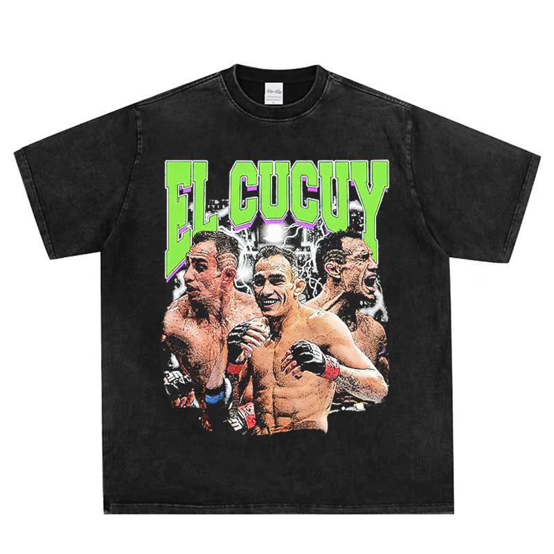 Мужская футболка Tony Ferguson ELcucuy с принтом, стираная, состаренная, с коротким рукавом, американский винтаж, уличный стиль, хлопковый топ с коротким рукавом