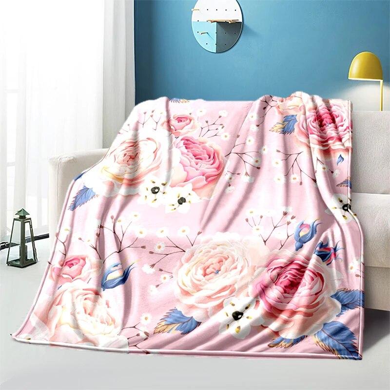 Мягкий плюшевый диван-кровать с цветком розы, тонкие одеяла для пикника с героями мультфильмов, современное фланелевое одеяло Gedruckt Bettdecke Geschenk