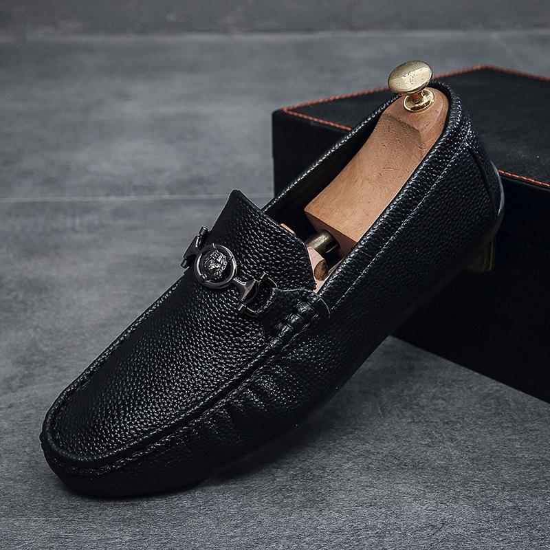 Осенняя обувь Doudou с одной педалью, мужская, корейская версия, универсальная, британская, повседневная, кожаная, мужская, модная обувь может быть