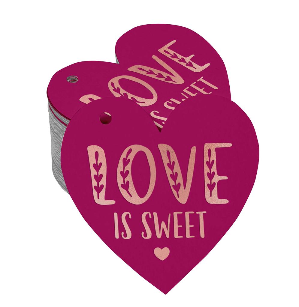 Inkdotpot 100 шт. в упаковке бирка из настоящей серебряной фольги Love Is Sweet на свадьбу