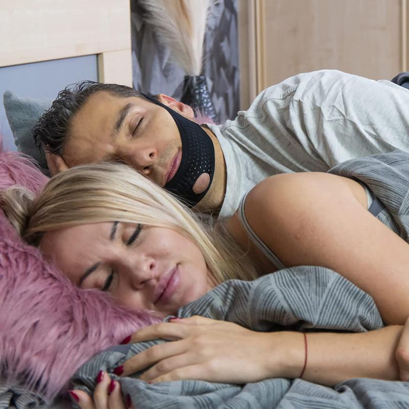 Ремешок для подбородка против храпа [модернизированный], эффективное средство от храпа, регулируемая и дышащая повязка на голову против храпа для мужчин и женщин, черная