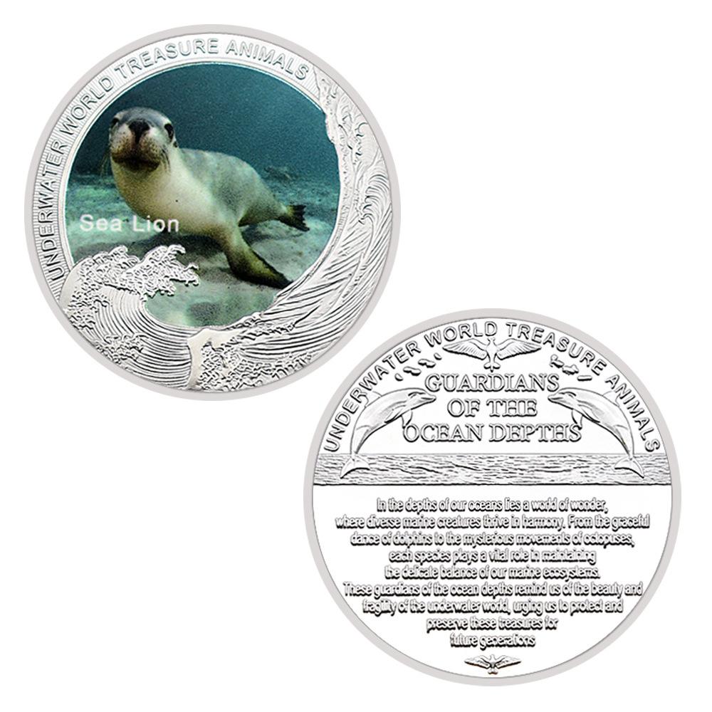 Rare marine animals protection environment children's birthday gift, animal metal commemorative badge graduation gift