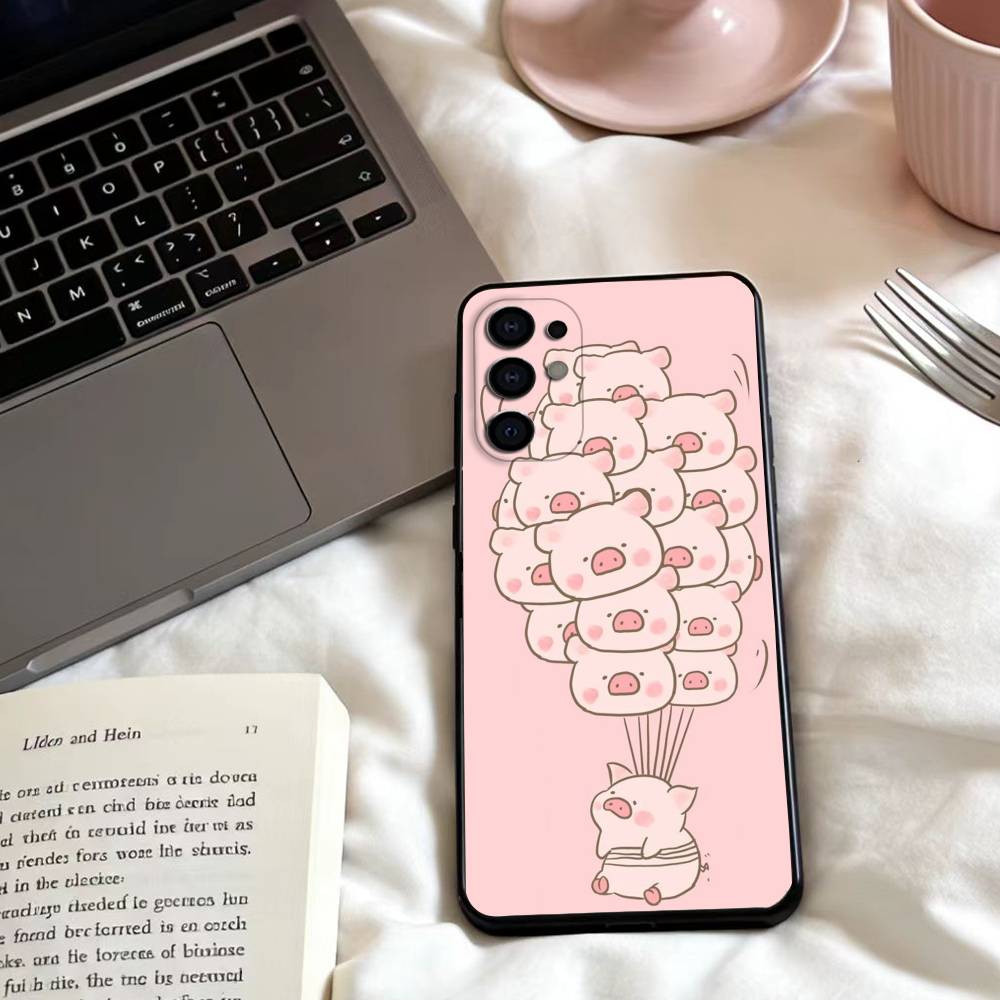 Чехол для телефона LuLu the piggy для Samsung S25,24,23,22,30,21,10,9,Ultra,Plus,Lite,FE,4,5 G Мягкий черный чехол
