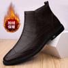 Зимние мужские классические туфли из хлопка средней высоты, мужские модные кожаные ботильоны, мужские короткие ботинки в британском стиле, повседневная обувь с высоким берцем