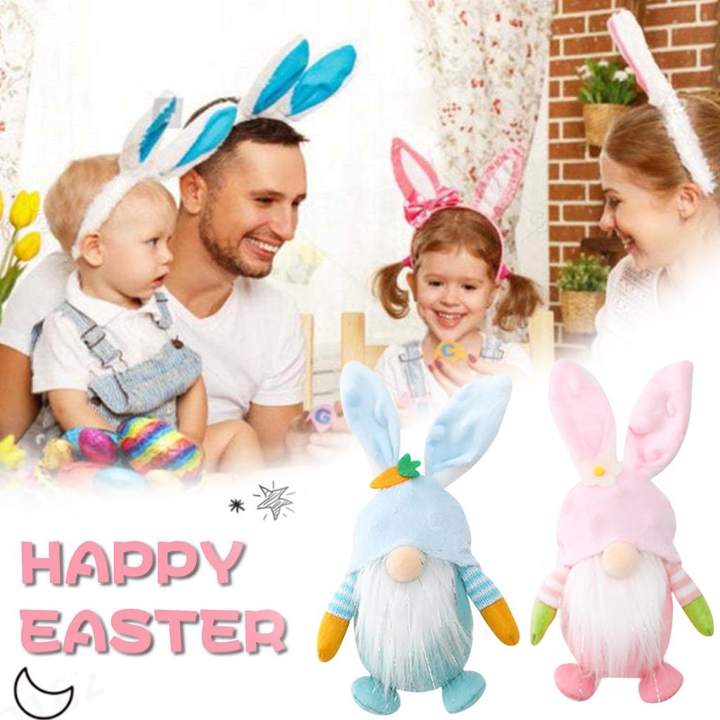 2PCS Easter Day Decorations Toy Ornaments Rudolph Faceless Doll Rudolph Toy Plush Toy Easter Gift For Boys And Girls