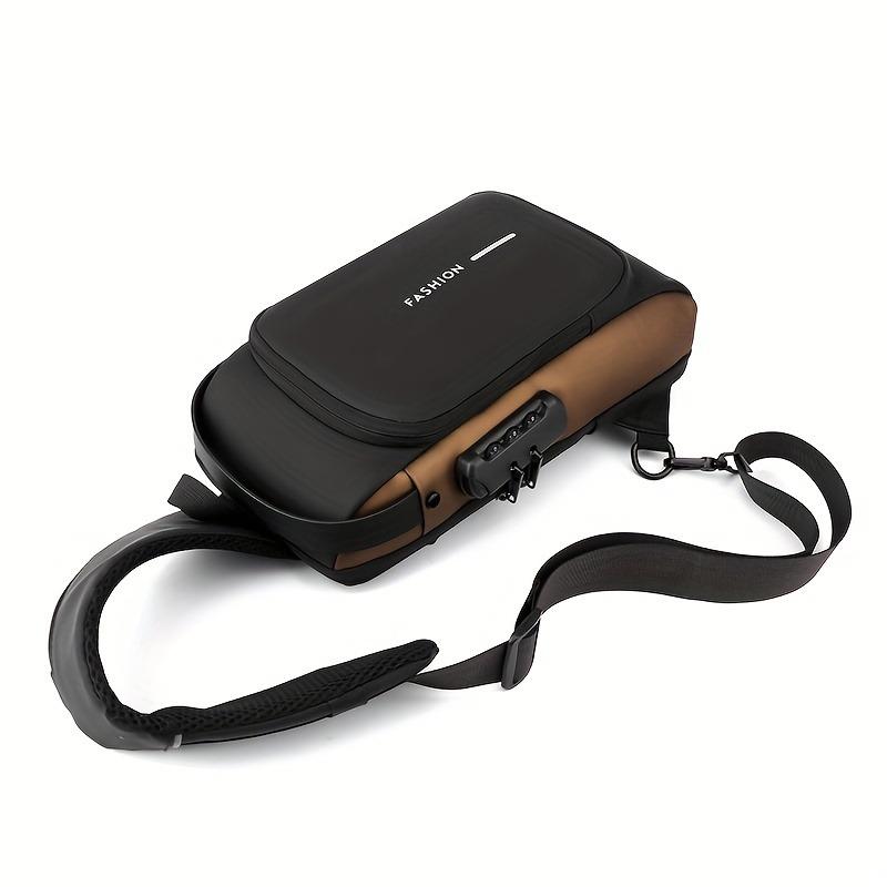 Элегантная мужская сумка через плечо из искусственной кожи с защитой от кражи — зарядка через USB, стильный принт и застежка-молния