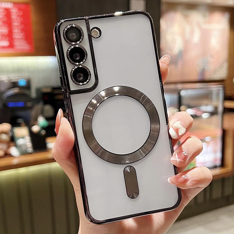 Luxury Plating Clear Magnetic For Magsafe Wireless Charge Case For Samsung Galaxy S20 S21 S22 S23 S24 Ultra Plus Silicone Cover