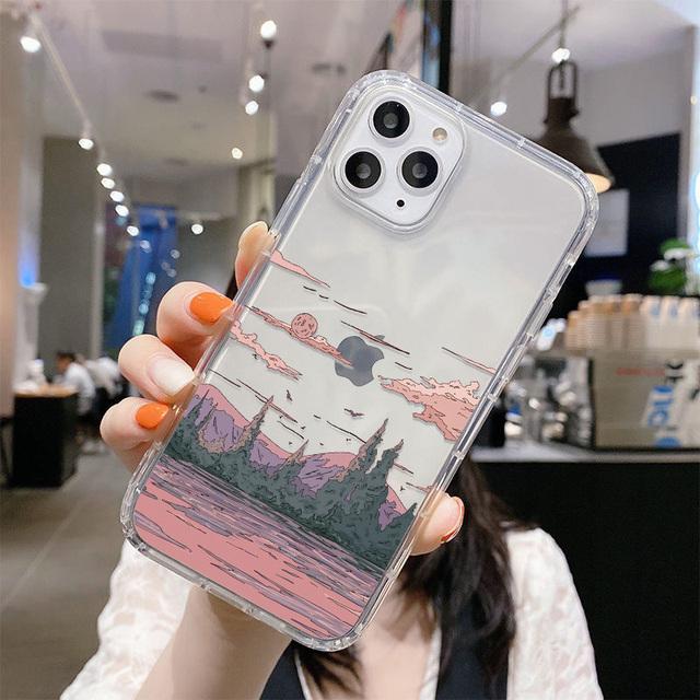 Korean Sunset Scenery Phone Case For Iphone 11 Case Iphone 13 12 14 Pro Max Mini X Xr Xs Max Se 2020 7 8 Plus Shockproof Celular