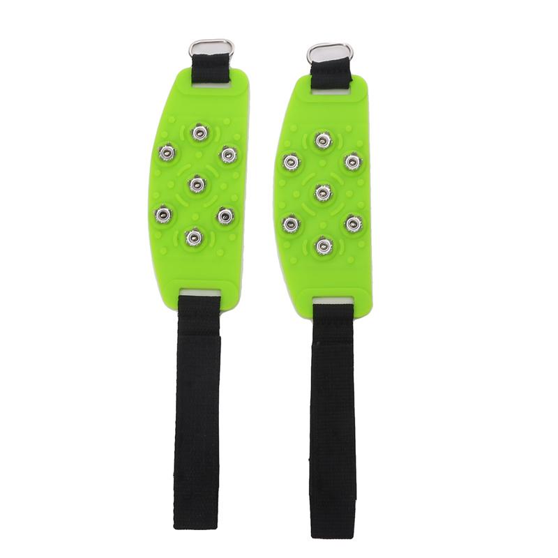 1 Pair Silicone Seven Teeth Ice Claws Outdoor Climbing Non-slip Adjustable Snow Grips Gripper Spikes