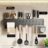 Kitchen Cutlery Holder Wall Mounted Cutter Holder with Hooks Carbon Steel Cutter Storage Rack for Spoon Chopsticks Rust-Resistant Kitchen Utensil