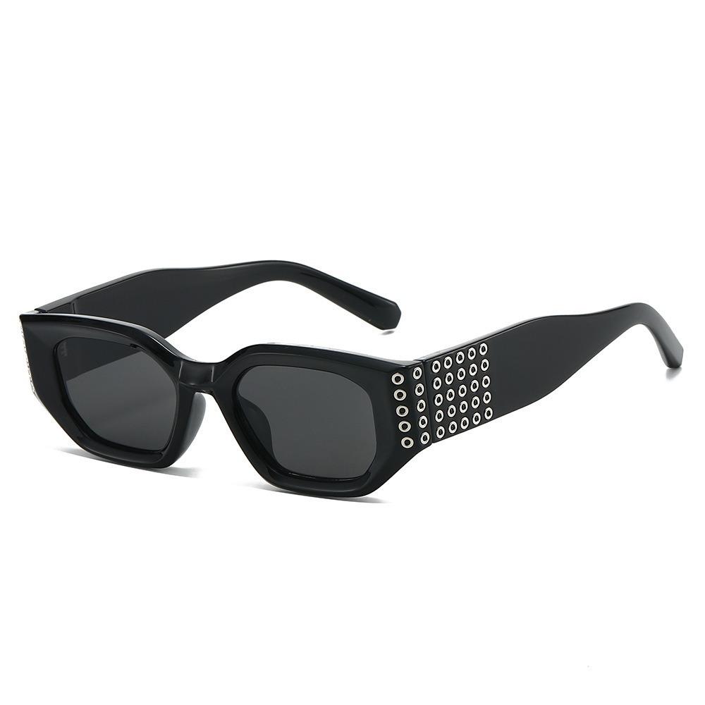 JYL TS Halara polygon rivet sunglasses, european wide leg shades, hip hop eyewear