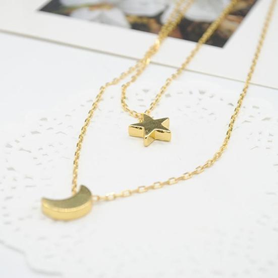 Женское сексуальное двухслойное вертикальное подвесное ожерелье со звездой и луной