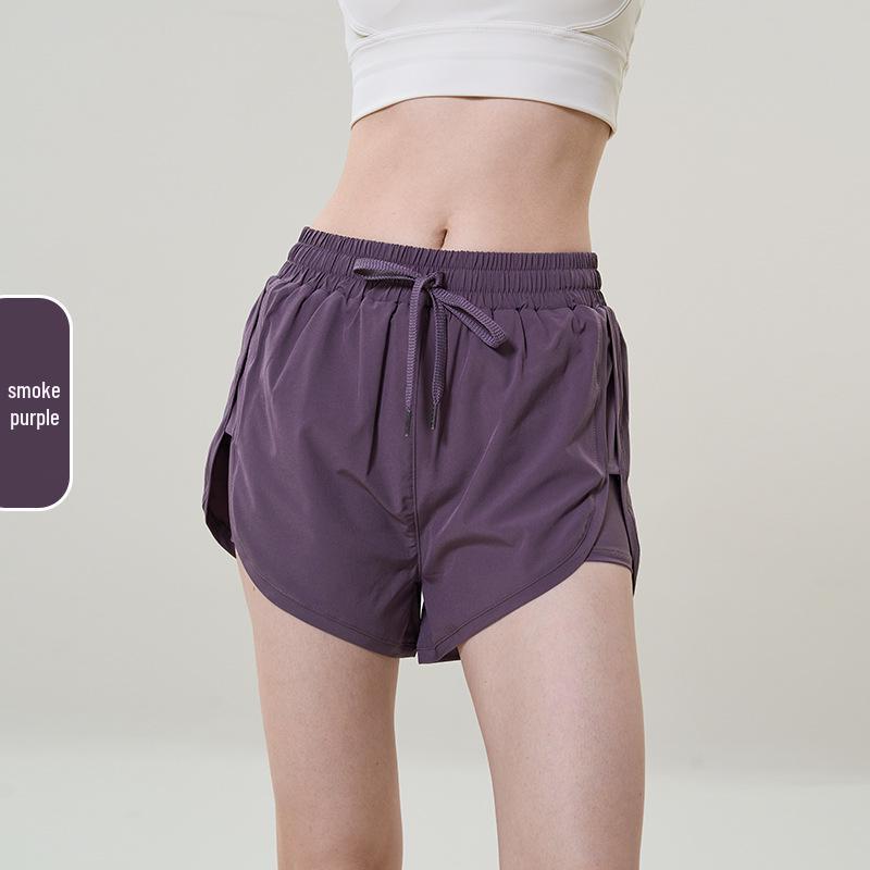 Women's Quick-Dry Two-Piece Yoga Shorts with Liner and Pockets