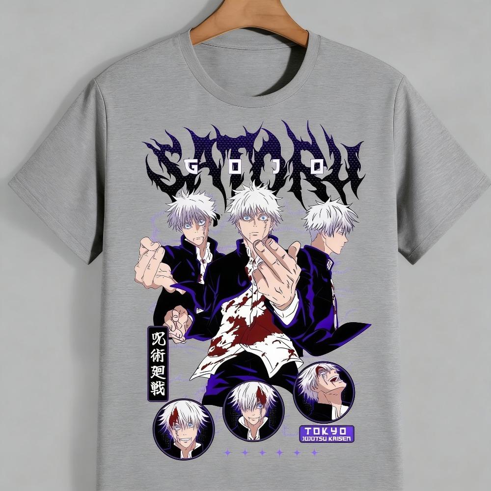 Jujutsu Kaisen Satoru Gojo Unisex Pure Cotton T-shirt 2026 Summer Anime Print Round Neck Casual Short Sleeved Top