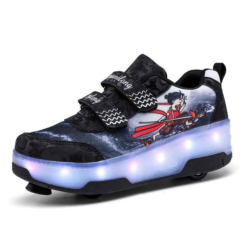 Детские кроссовки-ролики для девочек, четырехколесные роликовые коньки с тормозами, роликовые коньки для мальчиков