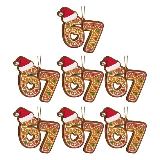 Рождественское украшение Акриловый пряничный человечек Номер 67 Подвеска со шляпой Праздничное украшение для рождественской елки Праздничный подарок