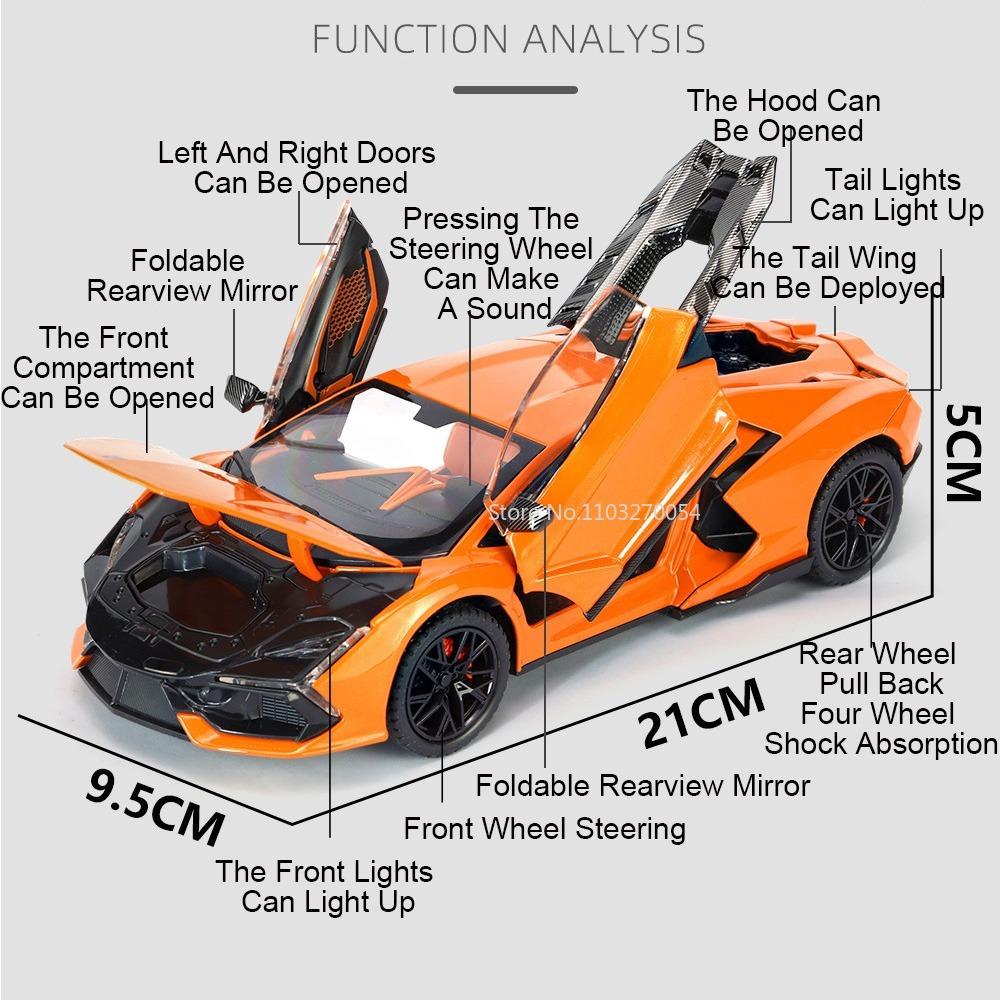 Масштаб 1/24 Aventador Сплав Литье под давлением Игрушечная Модель Автомобиля 4 Двери Открываются Резиновая Шина Звук Свет Полный Задний ход Машина Подарок Мальчику Декорация