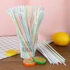 100Pcs Disposable Straws Flexible Plastic Straws Striped Rainbow Drinking Straw