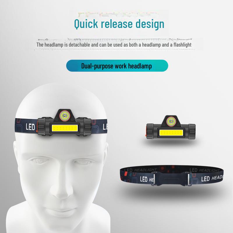 Перезаряжаемый светодиодный налобный фонарь с мощным COB-лучом и магнитным креплением для рыбалки и работы на открытом воздухе в ночное время