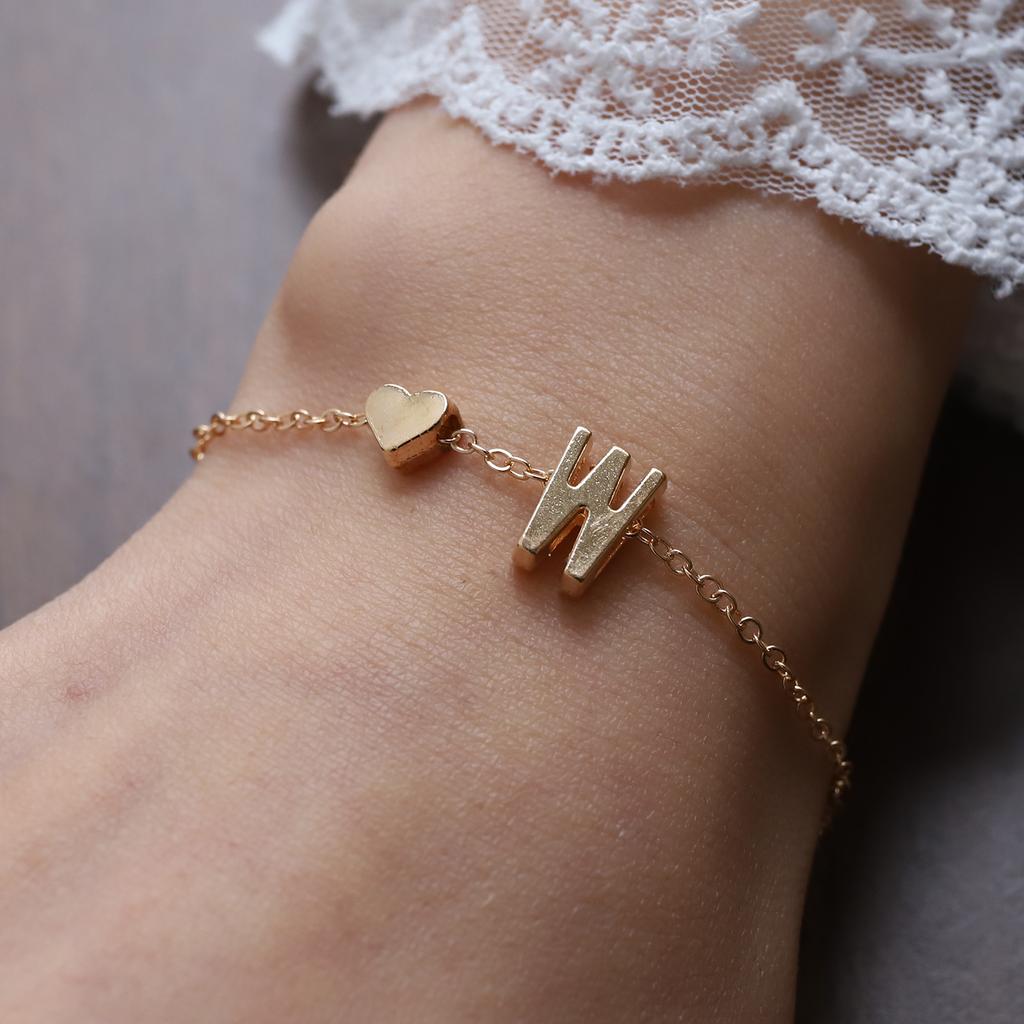 26 Букв Мода Английская Начальная Буква Сердце Браслет DIY Персонализированные Именные Браслеты Девушки Женщины Юбилей Трендовый Циркон