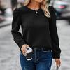 Women Autumn Winter Solid Color Sweatshirt O-neck Puff Long Sleeve Twist Texture Loose Fit Pullover Tops Streetwear