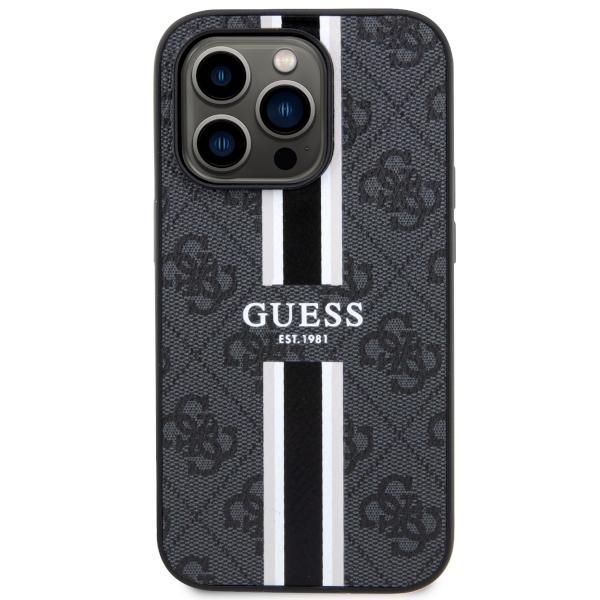 Etui do iPhone 14 Pro Max Guess 4G Printed Stripes MagSafe Czarny