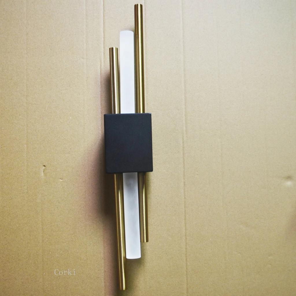 Modern Led Wall Lamps Black And Bronze Brass Gold Metal Acrylic Pipe LED Wall Lights for Living Room Wall Sconce Decor Fixtures