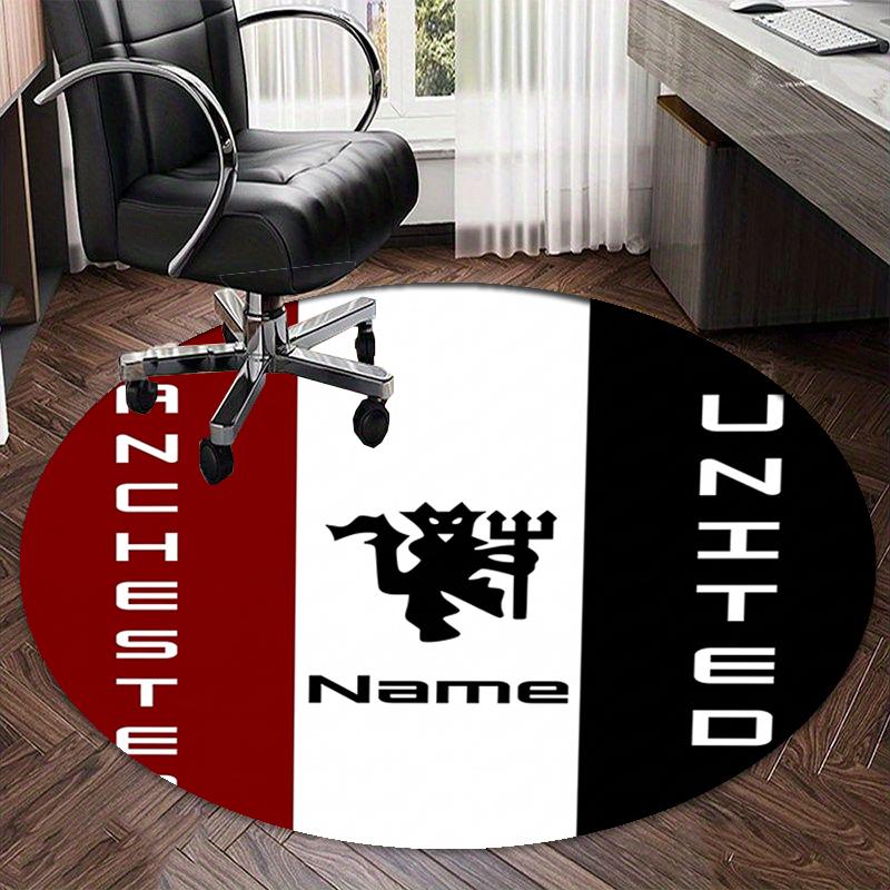 Custom Name Manchester United Printed Round Rug Carpet Chair Rug Area Rug Entryway Doormats,for Office Chair Living Room Bedroom Kitchen Room.