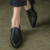 Кожаные туфли с глубоким носком, женские, весна 2024, новые универсальные ретро-туфли с одной педалью, на толстом каблуке, маленькие кожаные туфли