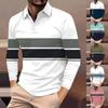 Men's Golf Shirt Casual Sports V Neck Ribbed Collar Long Sleeve Fashion Casual Solid Color Plain Spring & Summer Regular Fit
