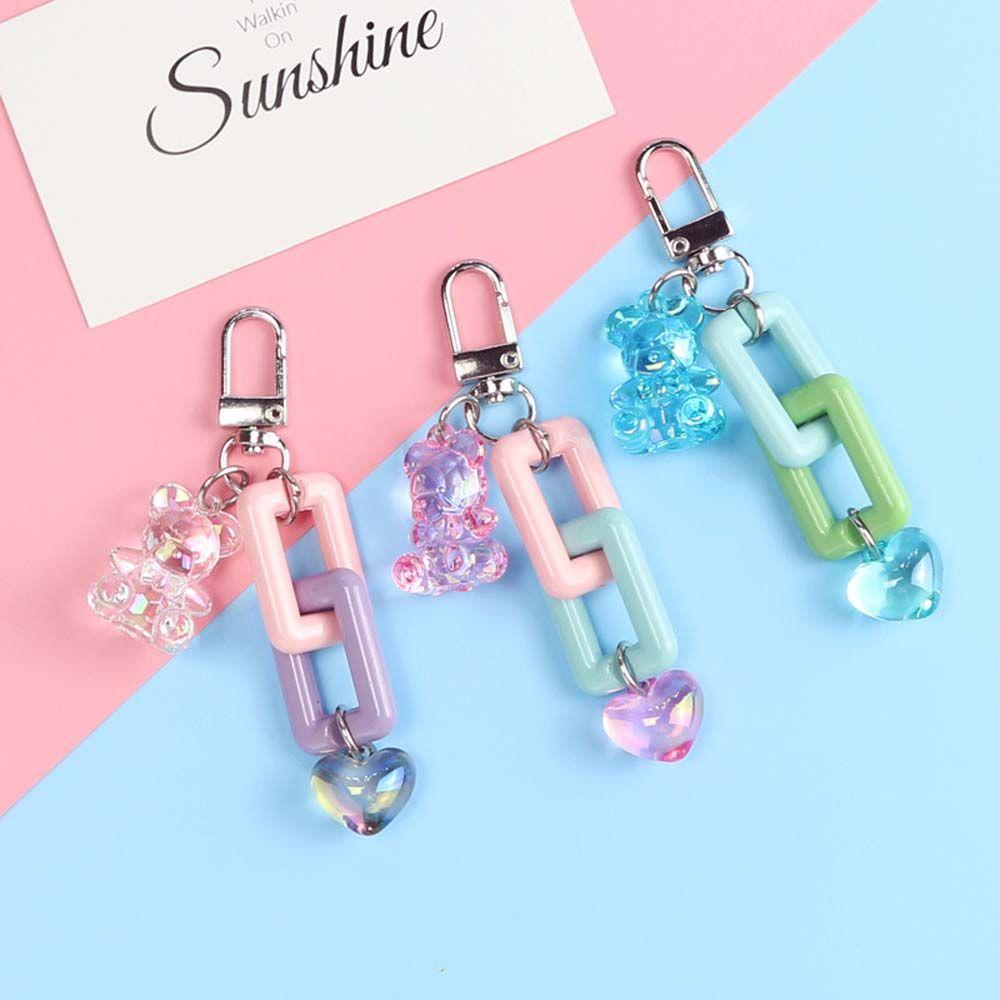 Key Holder Crystal Bear Key Chains Mobile Phone Chain Bag Pendant Decoration Korean Style Key Ring