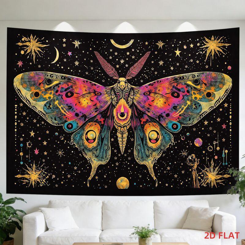 Snake Moth Moon Floral Tapestry Wall Hanging for Living Room Bedroom Yoga Meditation Room Wall Art Witchy Boho Decor